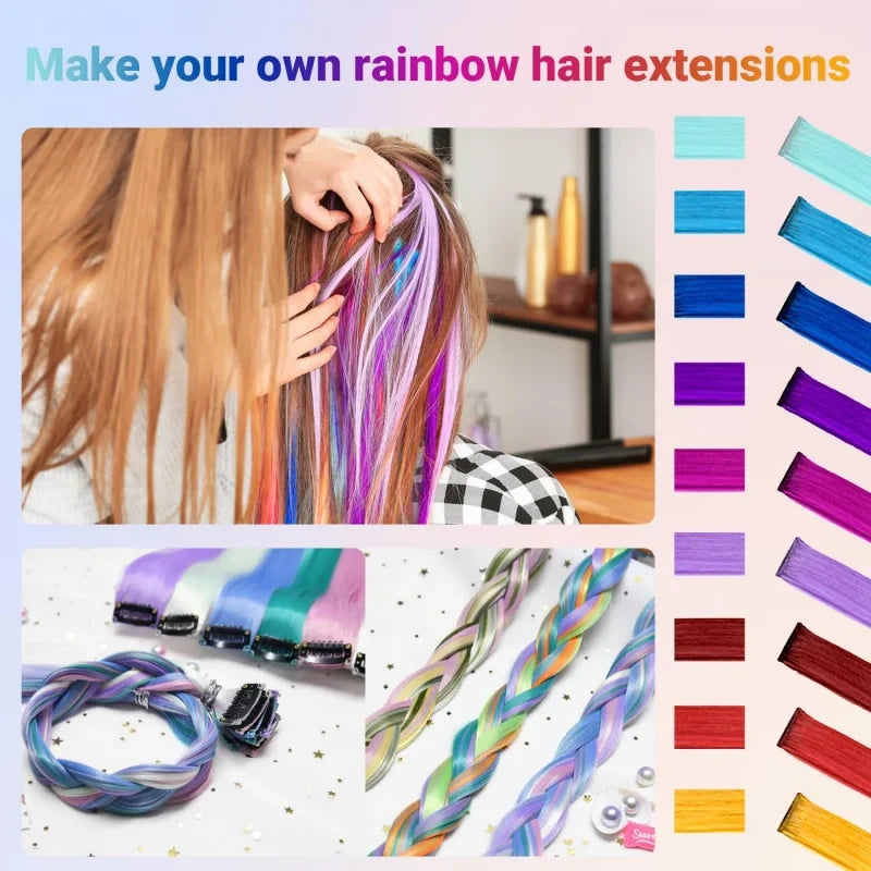 Synthetic Rainbow Hair Extensions