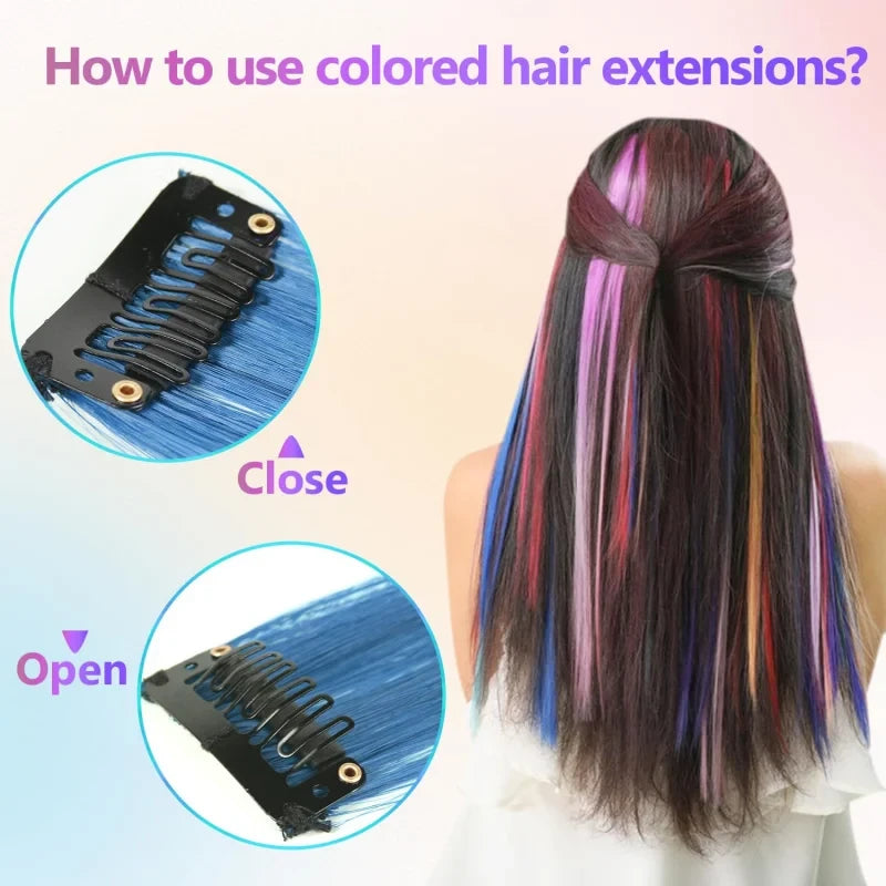 Synthetic Rainbow Hair Extensions
